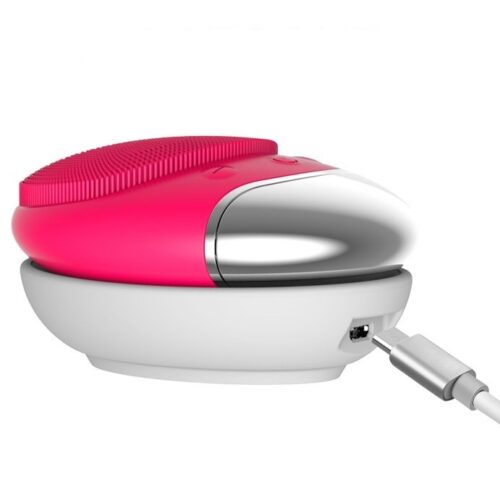洗顔ブラシ 竹炭音波洗顔器 多機能 導入器 超音波 振動 毛穴ケア クレンジング キット シリコーン充電式 USB充電 防水 肌に優しい (ピンク)