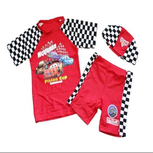水着 男の子 ラッシュガード キャップ パンツ 3点セット カーズ柄 サイズM/L