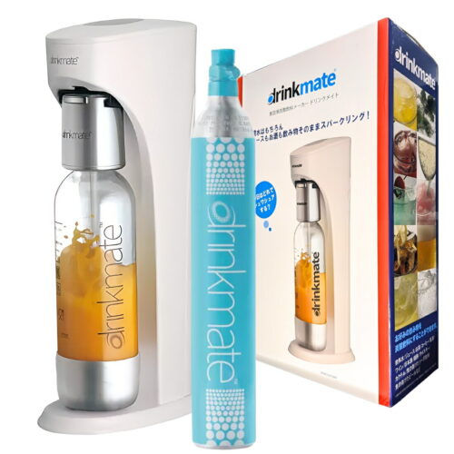 ドリンクメイト 家庭用炭酸飲料メーカー スターターキット DRMCOS1OWH Drinkmate ホワイト 電源コード不要  ガスシリンダー60L 1本 炭酸水500ml 約18円 ※シリンダーは法令上廃棄できません。 実用的 父の日 プレゼント