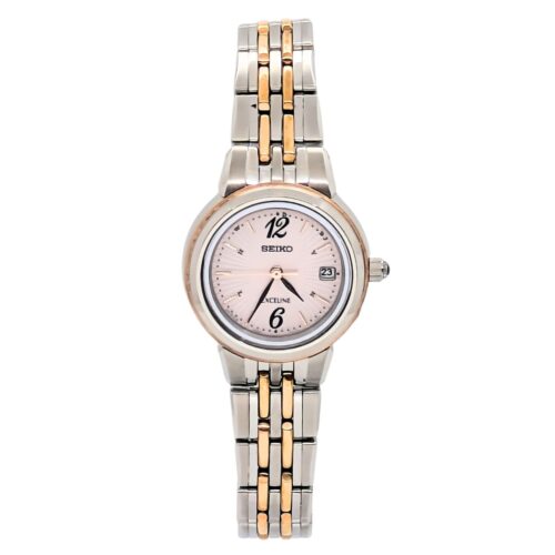 エクセリーヌ SWCW056 ピンクダイヤル ソーラー電波修正 女性用 軽量 チタンバンド