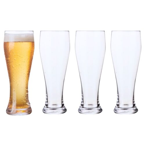 KING CRYSTAL(キングクリスタル) ピルスナー ビアーグラスセット 4個パック 冷たい飲み物用 容量:530ml サイズ:21.5×7.9cm 食器洗い機対応  無鉛 中国製 #58492 レーザーカットされた縁で滑らかな口当たり 実用的 母の日 父の日 プレゼント