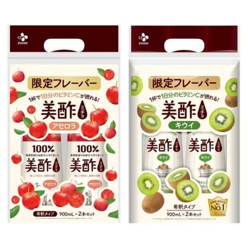 美酢 (ミチョ) アセロラ キウイ 900ml x 2本 限定フレーバー 希釈タイプ ジューシーな甘酸っぱさ 無添加 無着色 1杯で一日分のビタミンC 100%果実発酵のお酢 調味酢 日本 実用的 母の日 父の日 プレゼント