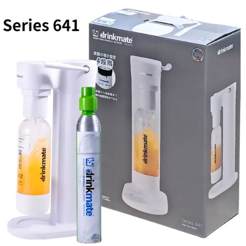 ドリンクメイト 家庭用炭酸飲料メーカー スターターキット Series 641 電気不要 屋外使用OK (カラー: ブラック,ホワイト) 実用的 母の日 父の日 プレゼント
